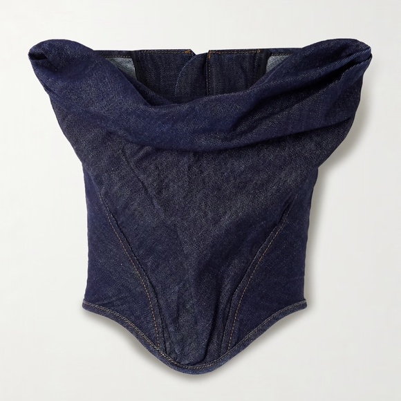 Magda Butrym Tops - NWT MAGDA BUTRYM Strapless cropped denim bustier top, FR 34
